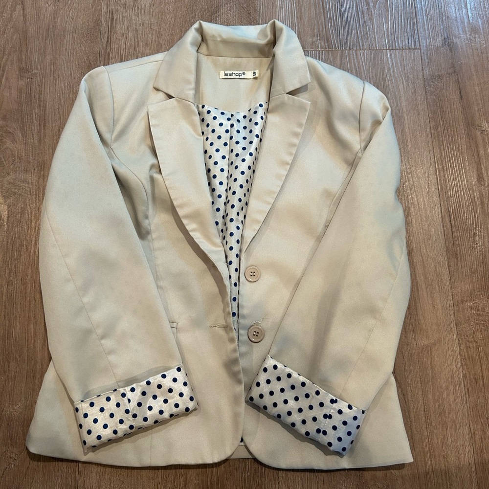 Leshop Cream and Blue Blazer Classic Tailored Design